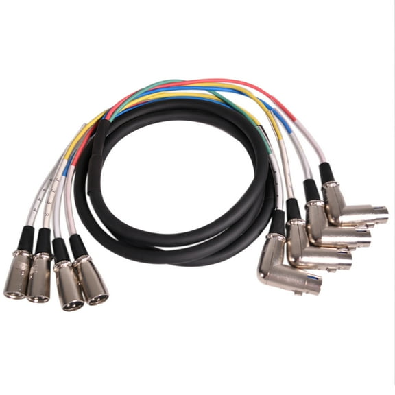 Seismic Audio 4 Channel 7 Foot XLR Male to Right Angle XLR Female Snake Cable Drum Mic Snake Multi color - SAXFRA-4x7