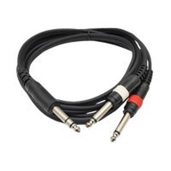 Seismic Audio - 4 Pack - Insert Cable TRS 1/4" to 2 TS 1/4" 6 Foot Patch Adapter Black - SA-Y3.6-4Pack