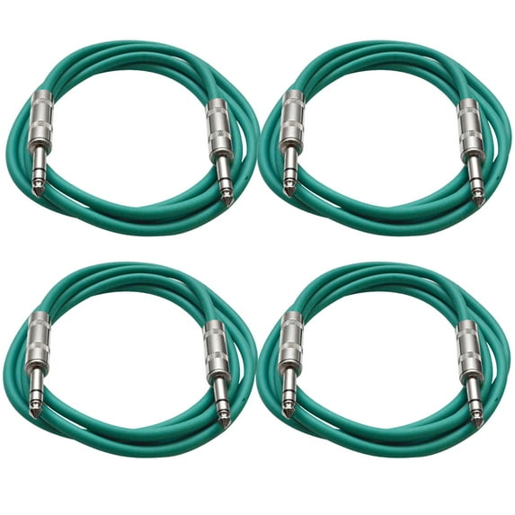 Seismic Audio 4 Pack of 1/4" TRS Patch Cables 6 Feet Extension Cords Jumper - Various Colors - SATRX-6-4Pack