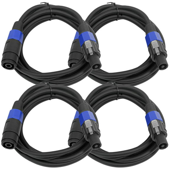 Seismic Audio 4 Pack of 10' Speakon Extension Cables - Speakon Male to Speakon Female 12 AWG Black - SPXC-10-4Pack