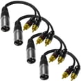 thumbnail image 1 of Seismic Audio 4 Pack of 6 Inch Splitter Patch Y Cables - 1 XLR Male to 2 RCA Male - NEW Black - SA-Y6-4, 1 of 4