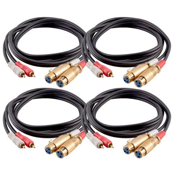 Seismic Audio 4 Pack of Premium 6 Foot Dual XLR Female to Dual RCA Male Patch Cables - SA-DRCXLF6-4Pack