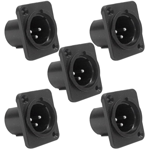 Seismic Audio 5 Pack of 3 Pole XLR Male Vertical PCB Mounts - Fits D Series Pattern Hole Black - SAPT255-5Pack
