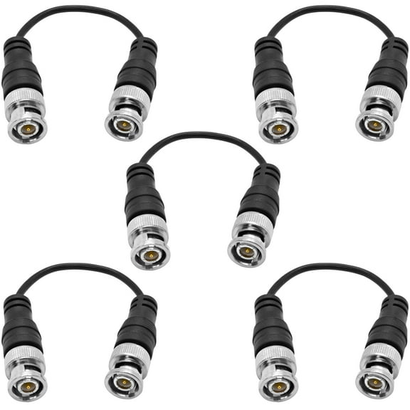 Seismic Audio 5 Pack of 6 Inch Male to Male Coax Patch Jumper Cables - BNC-59 Jacks RG-174 - SAPT528