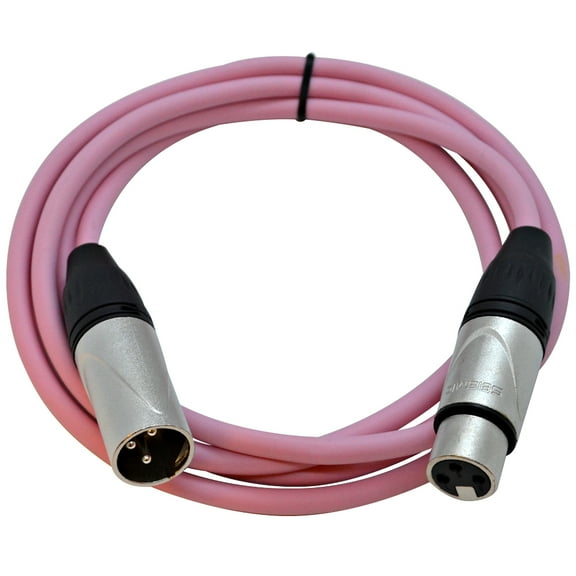 Seismic Audio 6 Foot Pink XLR Patch Cable Microphone Cord - 3 Pin XLR Male to XLR Female 6' - SAXLX-6Pink