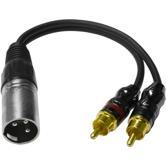 Seismic Audio - 6 Inch Splitter Patch Y Cable - 1 XLR Male to 2 RCA Male- New Black - SA-Y6