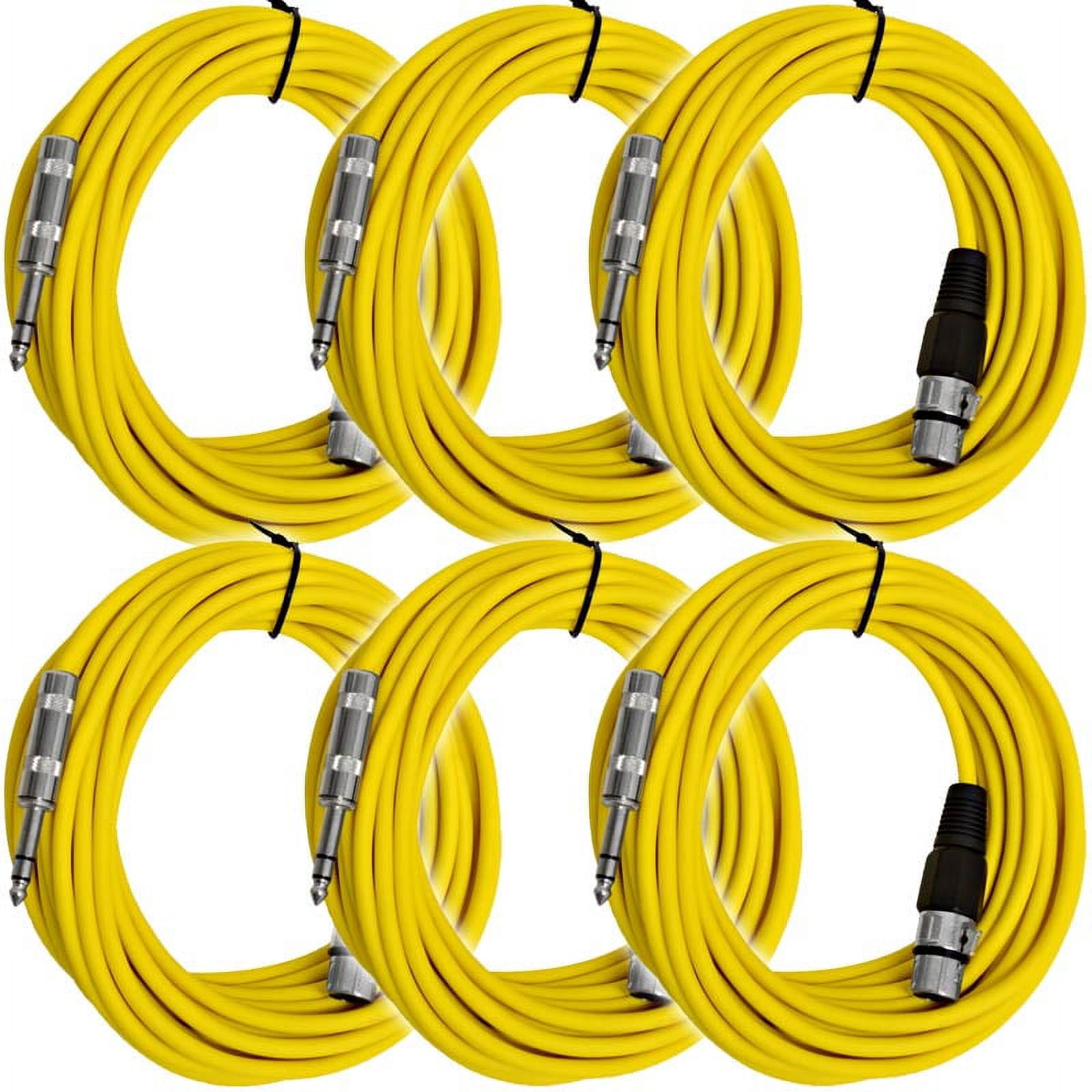 Seismic Audio  - 6 Pack of Yellow 25 Ft XLR Female to 1/4" TRS Patch Cables Yellow - SATRXL-F25Yellow-6Pack