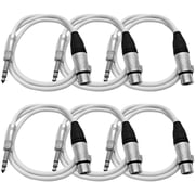 Seismic Audio 6 Pk 3 Foot XLR Female to 1/4 Inch TRS Patch Cables - Balanced White Audio Cords - SATRXL-F3White-6Pack