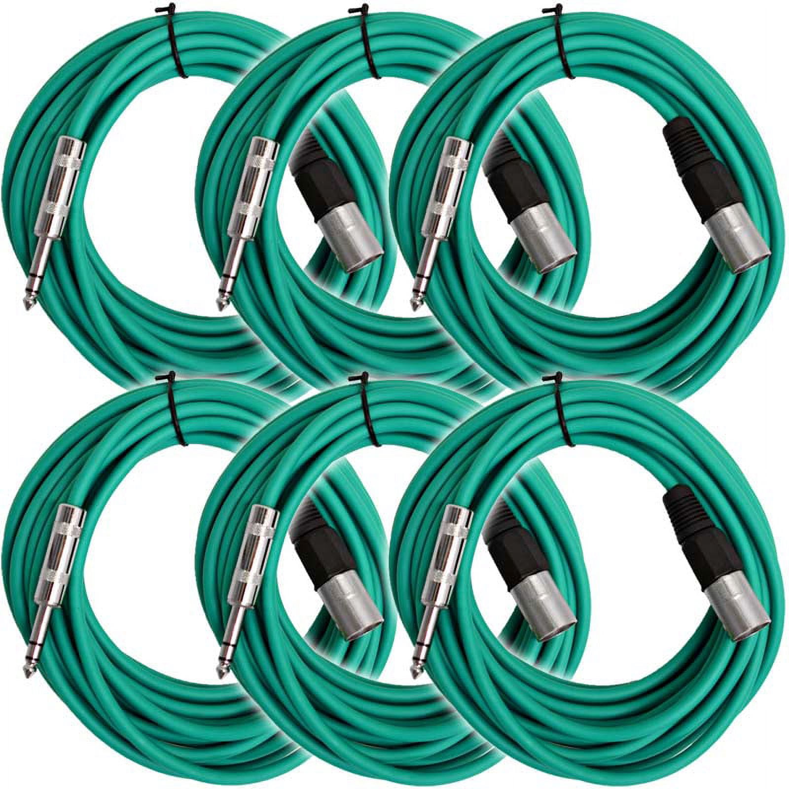 Seismic Audio - 6 Pk of Green 25 Ft XLR Male to 1/4