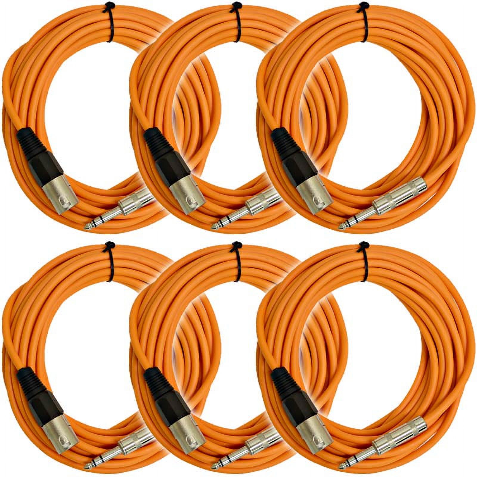 Seismic Audio  - 6 Pk of Orange 25' XLR Male to 1/4" TRS Patch Cable Snake Cords Orange - SATRXL-M25Orange-6Pack
