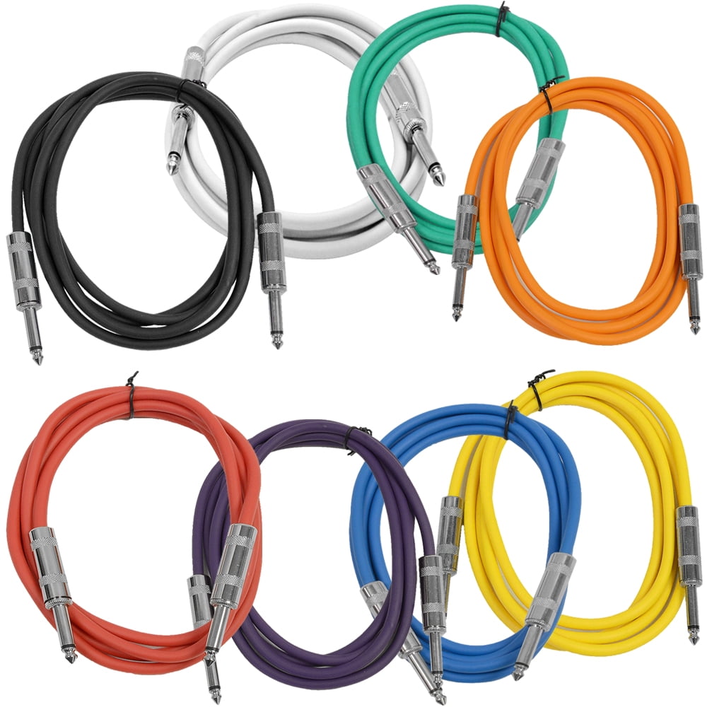 Seismic Audio 8 Pack of 6 Foot MultiColor 1/4 Inch TS Patch Cables