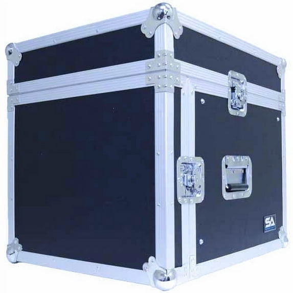 Seismic Audio 8 Space Rack Case with Slant Mixer Top - Amp Effect PA/DJ Pro Audio Road Case Black - SAMRC-8U