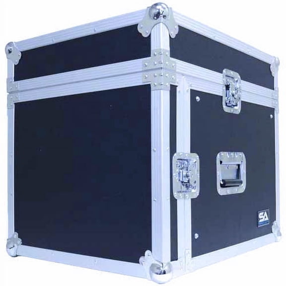 Seismic Audio 8 Space Rack Case with Slant Mixer Top - Amp Effect PA/DJ Pro Audio Road Case Black - SAMRC-8U