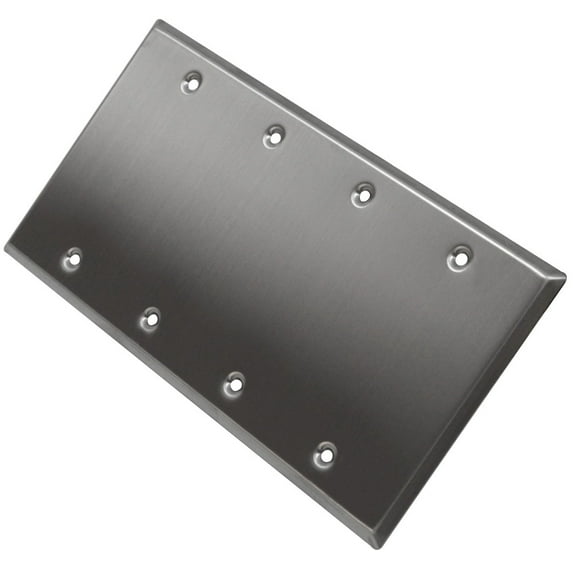 Seismic Audio Blank Stainless Steel 4 Gang Wall Plate- For Cable Installation Silver - SA-PLATE14