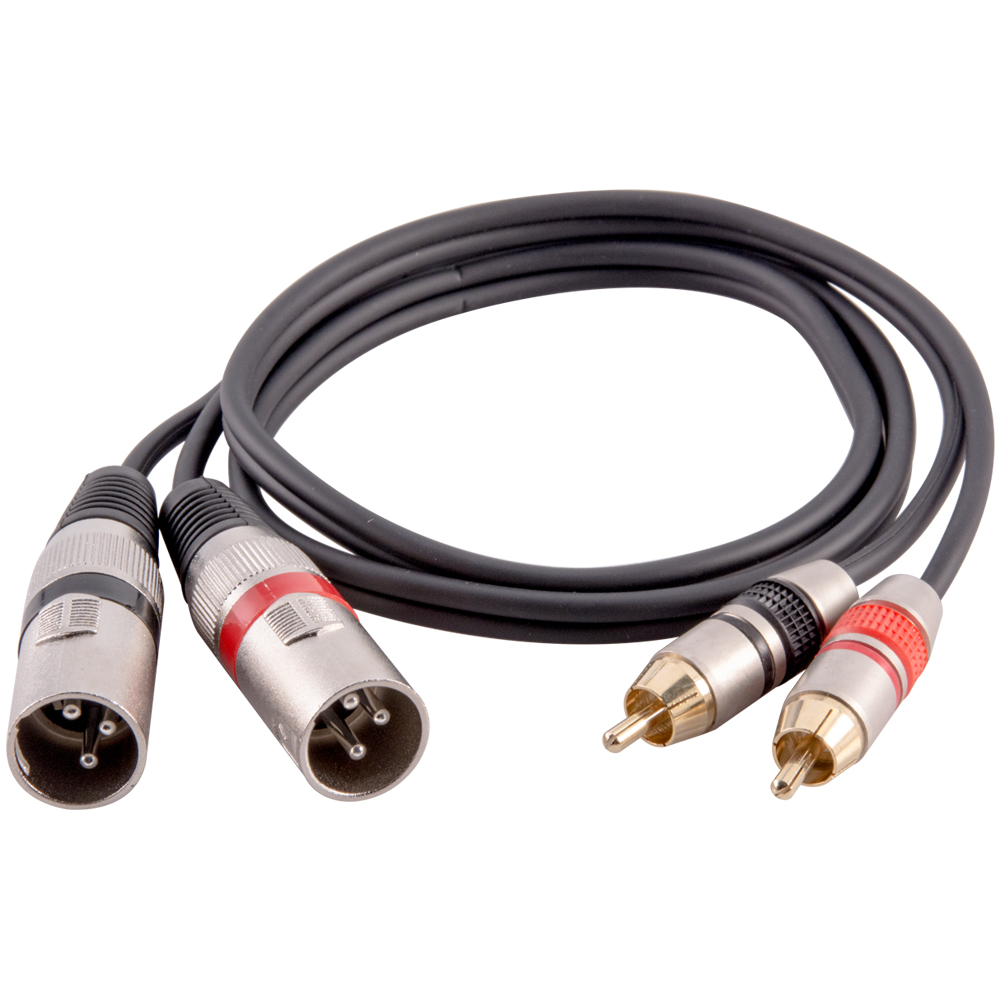 3FT Dual XLR Male To 2-RCA Male Audio Cable - Shielded Stereo Patch Splitter By Gator Cable