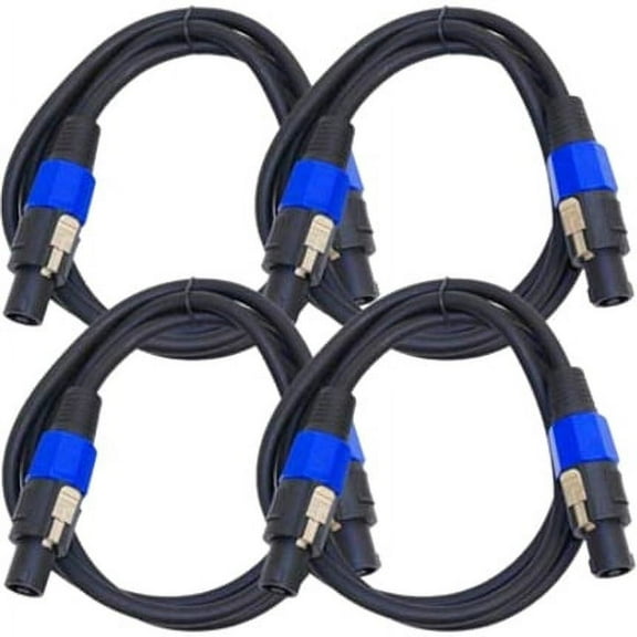 Seismic Audio Four (4) 5 Foot Speakon to Speakon Speaker Cables 5' - Pro Audio Black - TW12S5-4Pack