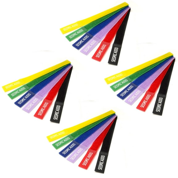 Seismic Audio Four Pack of  Colored Hook and Loop Self Fastening Cable Strap Ties - 8 Inches - (24 Total) - SA-V8LCR6-4Pack
