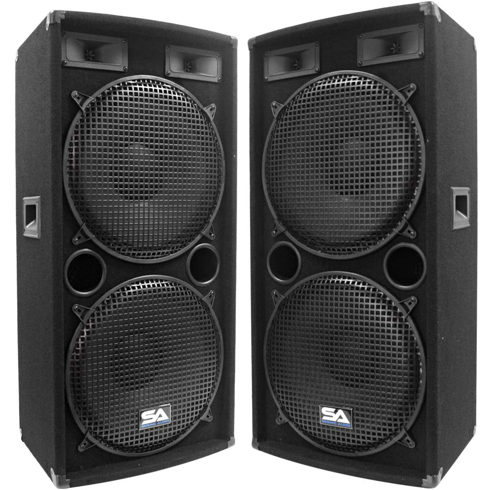 Seismic Audio Pair Dual 15" PA DJ SPEAKERS 1000 Watts PRO AUDIO ~ NEW - 155.2