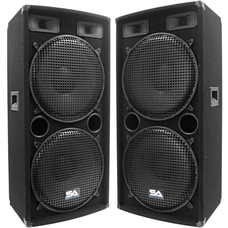 Seismic Audio Pair Dual 15" PA DJ SPEAKERS 1000 Watts PRO AUDIO ~ NEW - 155.2
