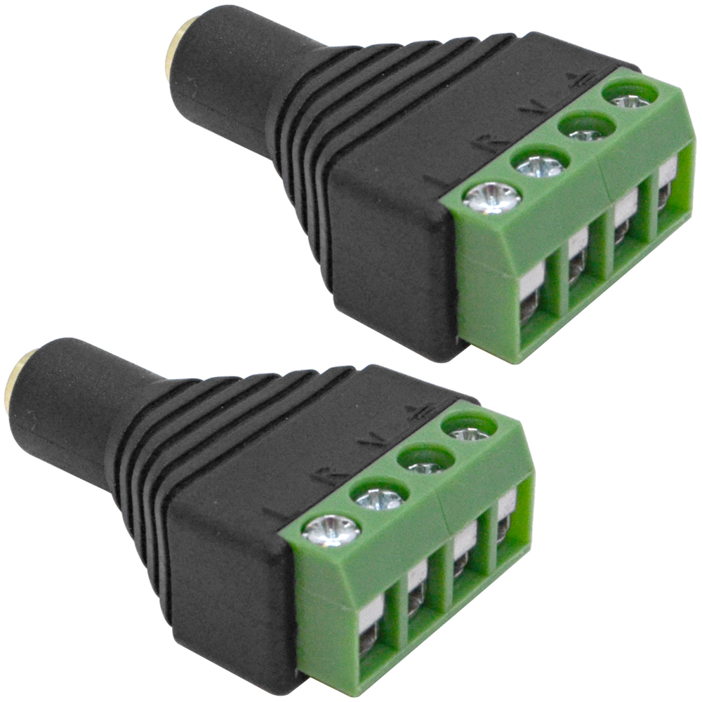 CablesOnline 2.5mm TRRS Female To 4-Screw Terminal Block Balun Connector – 2-Pack, For Audio/Video