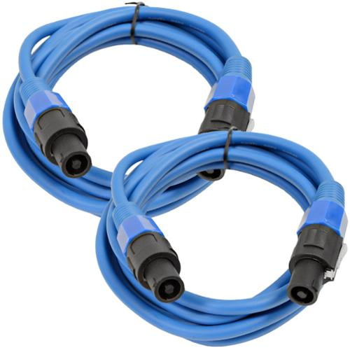 Seismic Audio Pair of 12 Gauge 10' Blue Speakon to Speakon Speaker Cables 10' Blue - TW12S10Blue-Pair