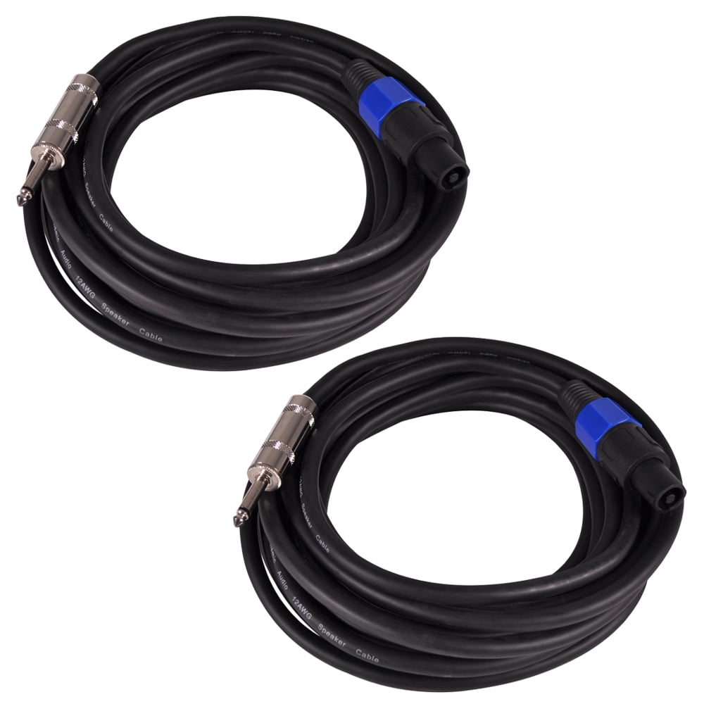 Seismic Audio Pair of 25 Foot 12 Gauge Speakon to 1/4" Pro Audio Speaker Cables - 25' Black - SASPT12-25-2Pack