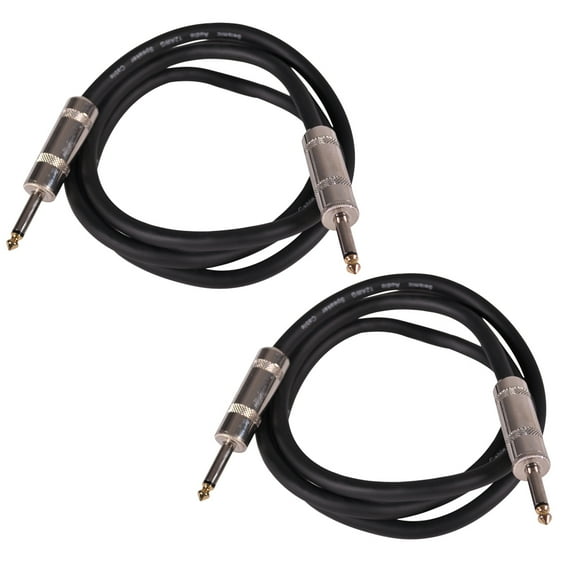 Seismic Audio Pair of 5 Foot 1/4" to 1/4" Speaker Cable -12 Gauge 2 Conductor 5' Black - Q12TW5-2Pack