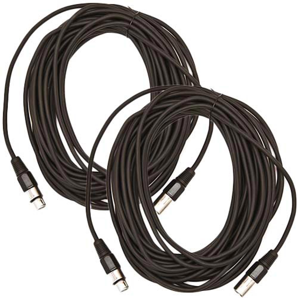 Seismic Audio  Pair of Black 50' XLR Male to Female Microphone Patch Cables(2 Pk) Black - SAXLX-50Black-2Pack