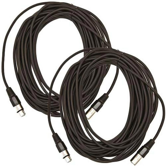 Seismic Audio Pair of Black 50' XLR Male to Female Microphone Patch Cables(2 Pk) Black - SAXLX-50Black-2Pack