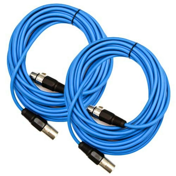 Seismic Audio Pair of Blue 25' XLR Microphone Cable (2 Pack)- Patch NEW Blue - SAXLX-25Blue-2Pack