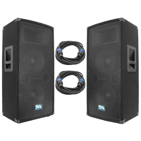Seismic Audio Pair of Dual 10" PA Speakers and 25' Speaker Cables - PA/DJ Band PA Package - SA-100T-PKG21