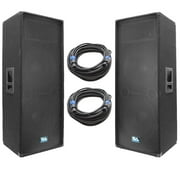 Seismic Audio Pair of Dual 15 PA/DJ Loudspeakers and 50 Speaker Cables - 15 Club Speakers - SA-155T-PKG23