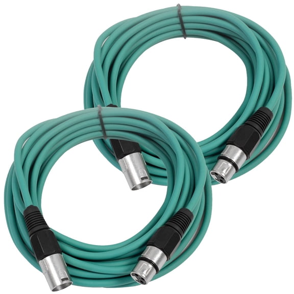 Seismic Audio Pair of Green 25' XLR Male to Female Microphone Patch Cable (2 Pk) Green - SAXLX-25Green-2Pack
