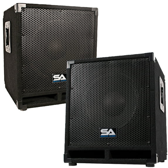 Seismic Audio Pair of Powered 12" Pro Audio Subwoofer Cabinets - PA / Band / DJ / KJ Subs - Mini-Tremor_Pair