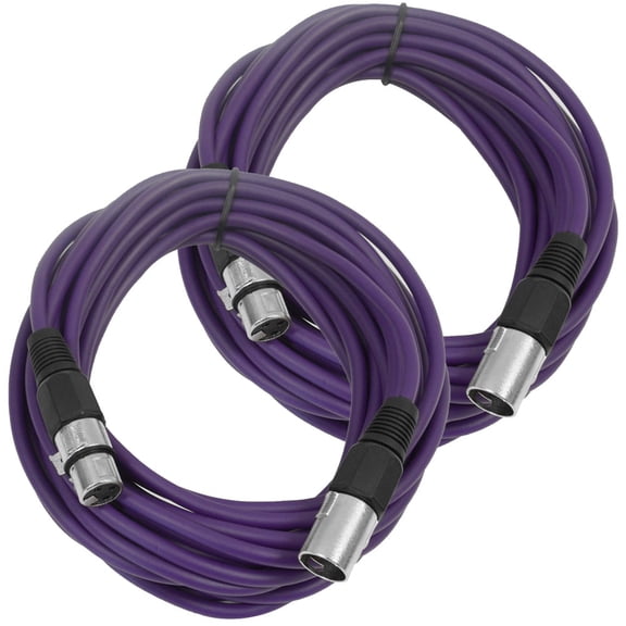 Seismic Audio Pair of Purple 25' XLR Male to Female Microphone Patch Cables Purple - SAXLX-25Purple-2Pack