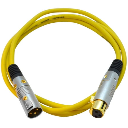 Seismic Audio Premium 6 Foot Yellow XLR Patch Cable Cord - 3 Pin XLRF to XLRM Mic Cord - SAPGX-6Yellow