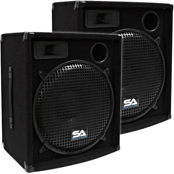 Seismic Audio Pair 15" PA DJ KJ Speakers 600 W NEW PRO Audio Speaker - 15.2