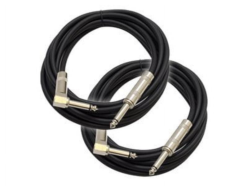 Seismic Audio 2 Pack - 10' Black Guitar Cable TS 1/4" to Right Angle - Instrument Cord Black - SAGC10R-Black-2Pack