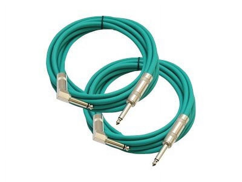 Seismic Audio 2 Pack - 10' Green Guitar Cable TS 1/4" to Right Angle - Instrument Cord - SAGC10R-Green-2Pack