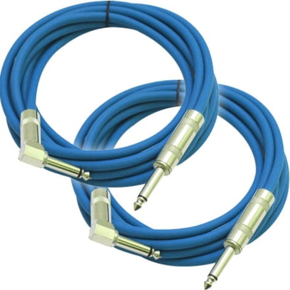 Seismic Audio Right Angle to Straight Guitar Cable 10' (2 Pack)