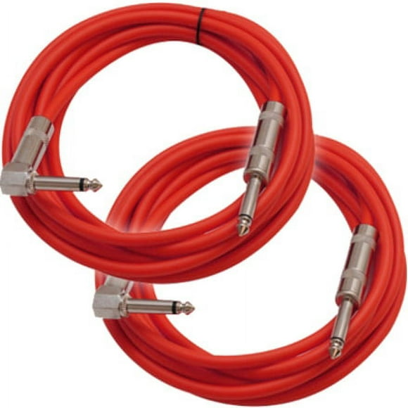 Seismic Audio Right Angle to Straight Guitar Cable 10' (2 Pack)