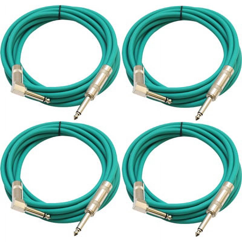 Seismic Audio Right Angle to Straight Guitar Cable 10' (4 Pack)