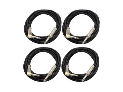 Seismic Audio 4 Pack - 10' Black Guitar Cable TS 1/4" to Right Angle - Instrument Cord - SAGC10R-Black-4Pack