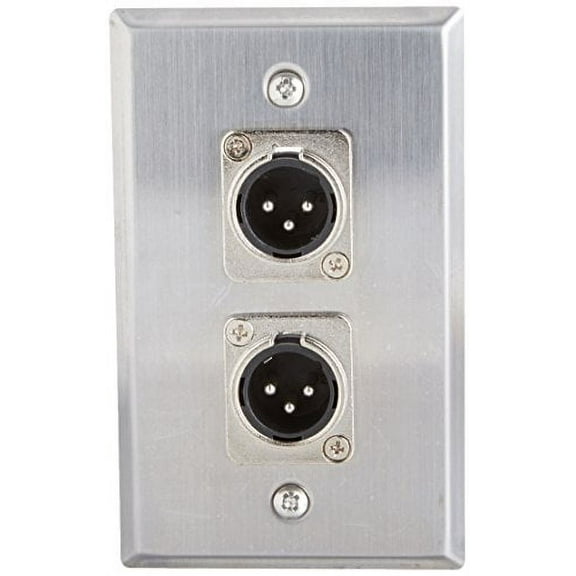 Seismic Audio SA-PLATE40 Stainless Steel Wall Plate Dual XLR Male Connectors for Cable Installation