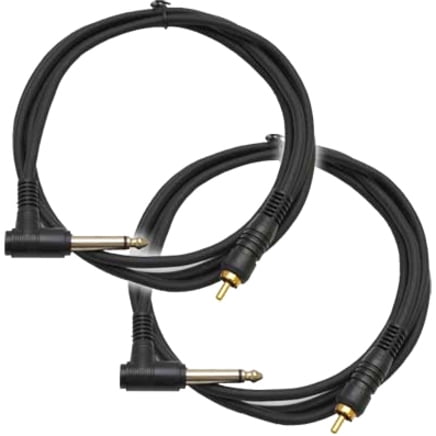 Seismic Audio SA-TSR5-R (2 Pack), Right Angle 1/4" TS to RCA Mono 5 Feet