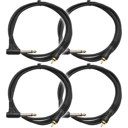 Seismic Audio SA-TSR5-R (4 Pack), Right Angle 1/4" TS to RCA Mono 5 Feet