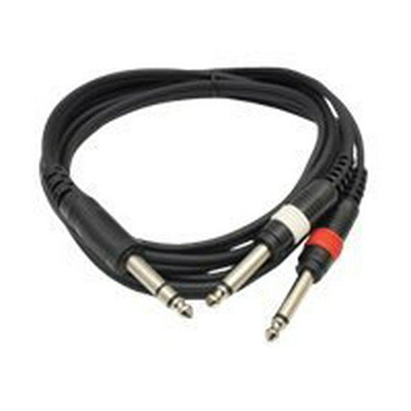 Seismic Audio - 4 Pack - Insert Cable TRS 1/4" to 2 TS 1/4" 6 Foot Patch Adapter Black - SA-Y3.6-4Pack