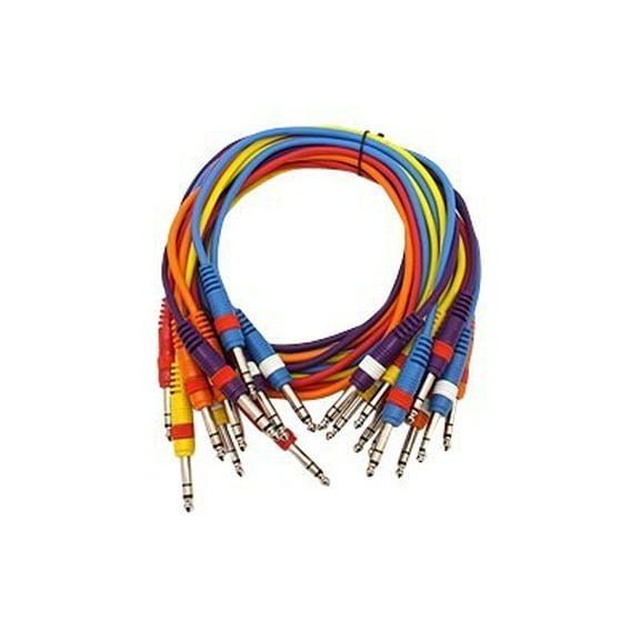 Seismic Audio  10 PACK 3' TRS 1/4" Colored Patch Cables - SASPC3n