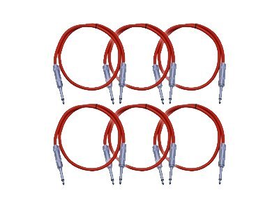 Seismic Audio  New 6 PACK Red 1/4" TS 3' Patch Cables - Guitar - Instrument Red - SASTSX-3Red-6PK