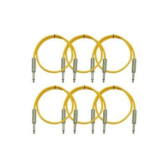 Seismic Audio SASTSX-3 - Audio cable - mono jack male to mono jack male - 91 cm - shielded - yellow (pack of 6)